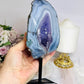 Large Amethyst X Agate Natural Druzy Freeform on Stand 21cm 989g