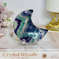 High Grade Rainbow Fluorite Moon On Stand 8cm