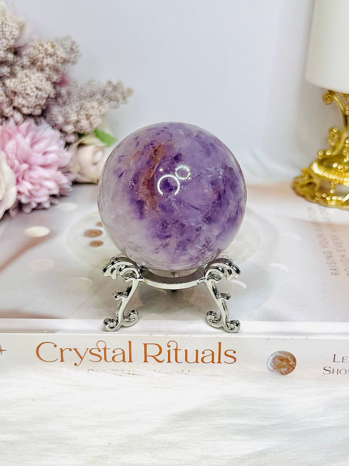 High Grade Amethyst X Agate Sphere On Stand 227g