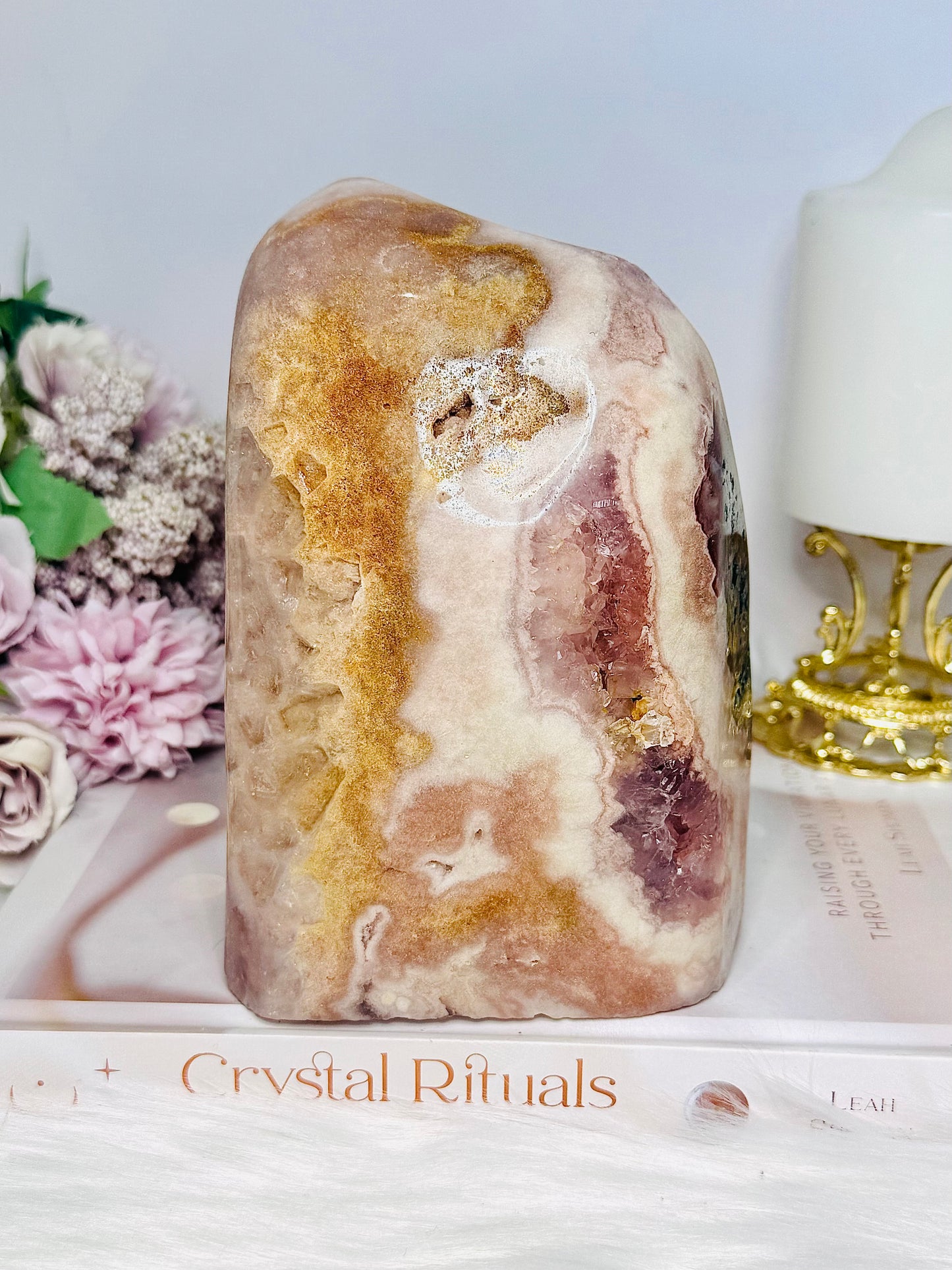 High Grade Pink Amethyst Druzy Freeform with Jasper Inclusions 14.5cm 1.8KG