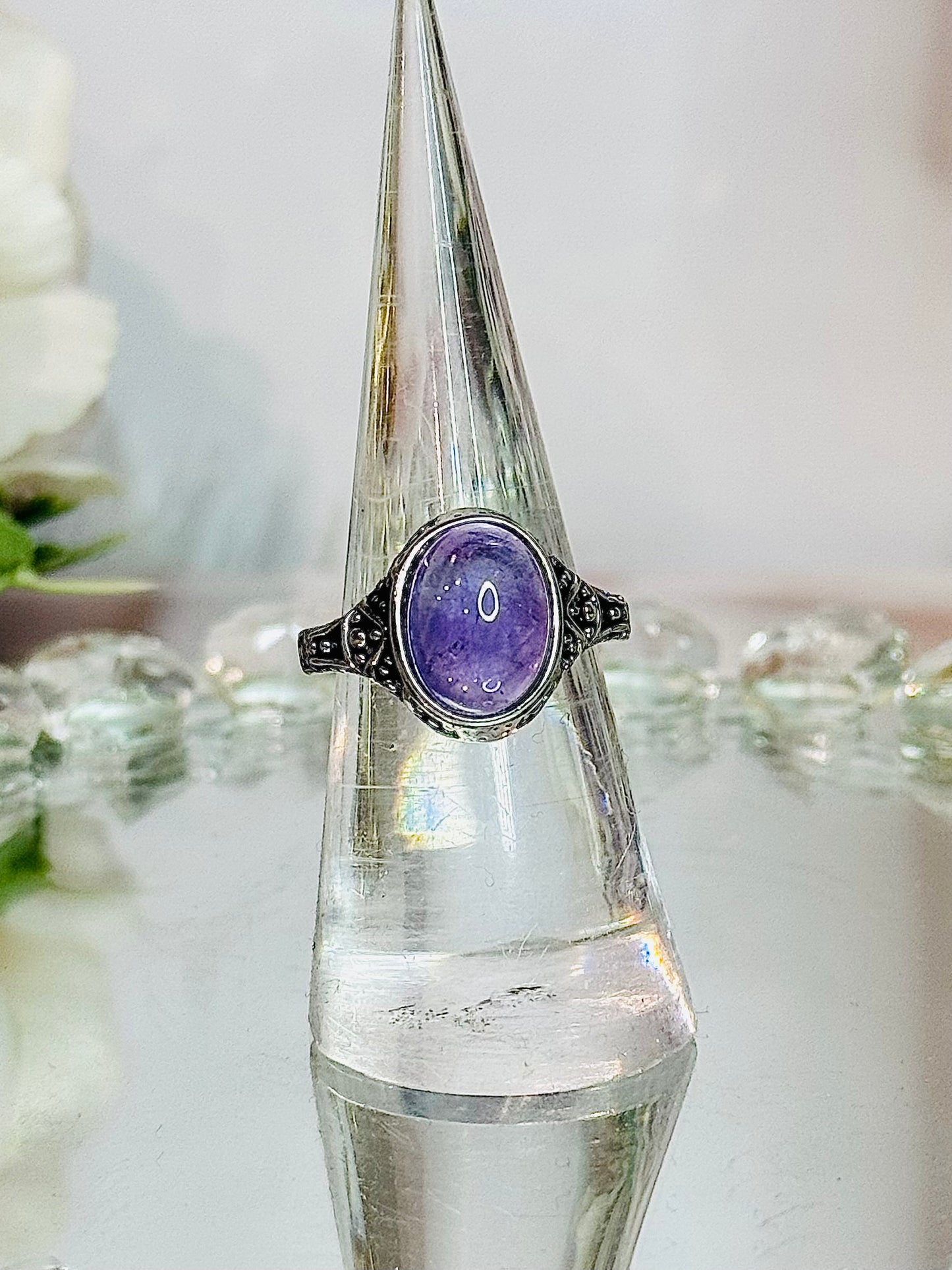 Beautiful Amethyst Adjustable Ring In Gift Bag