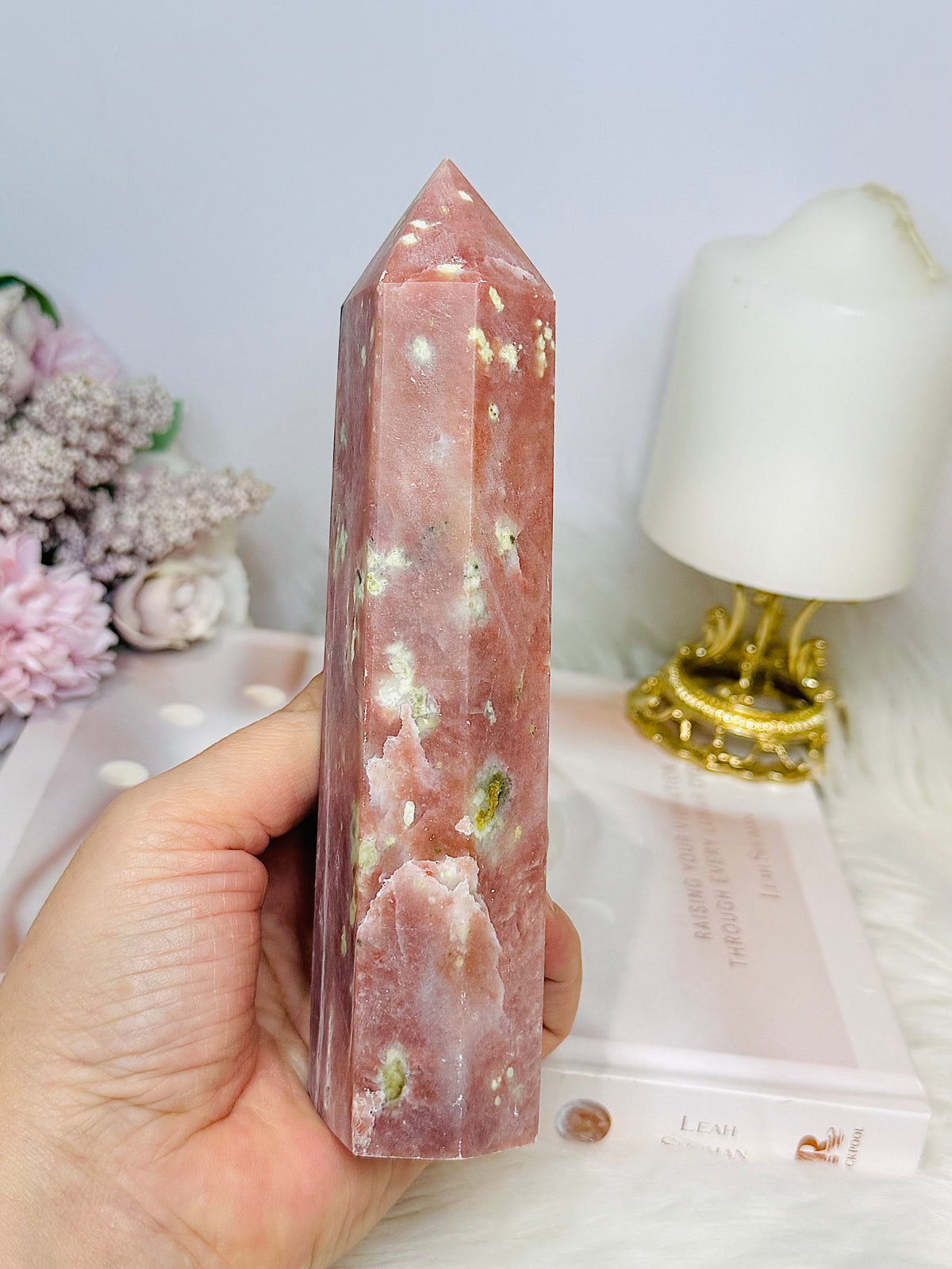 Peach Blossom Tourmaline Tower 16.5cm 428g