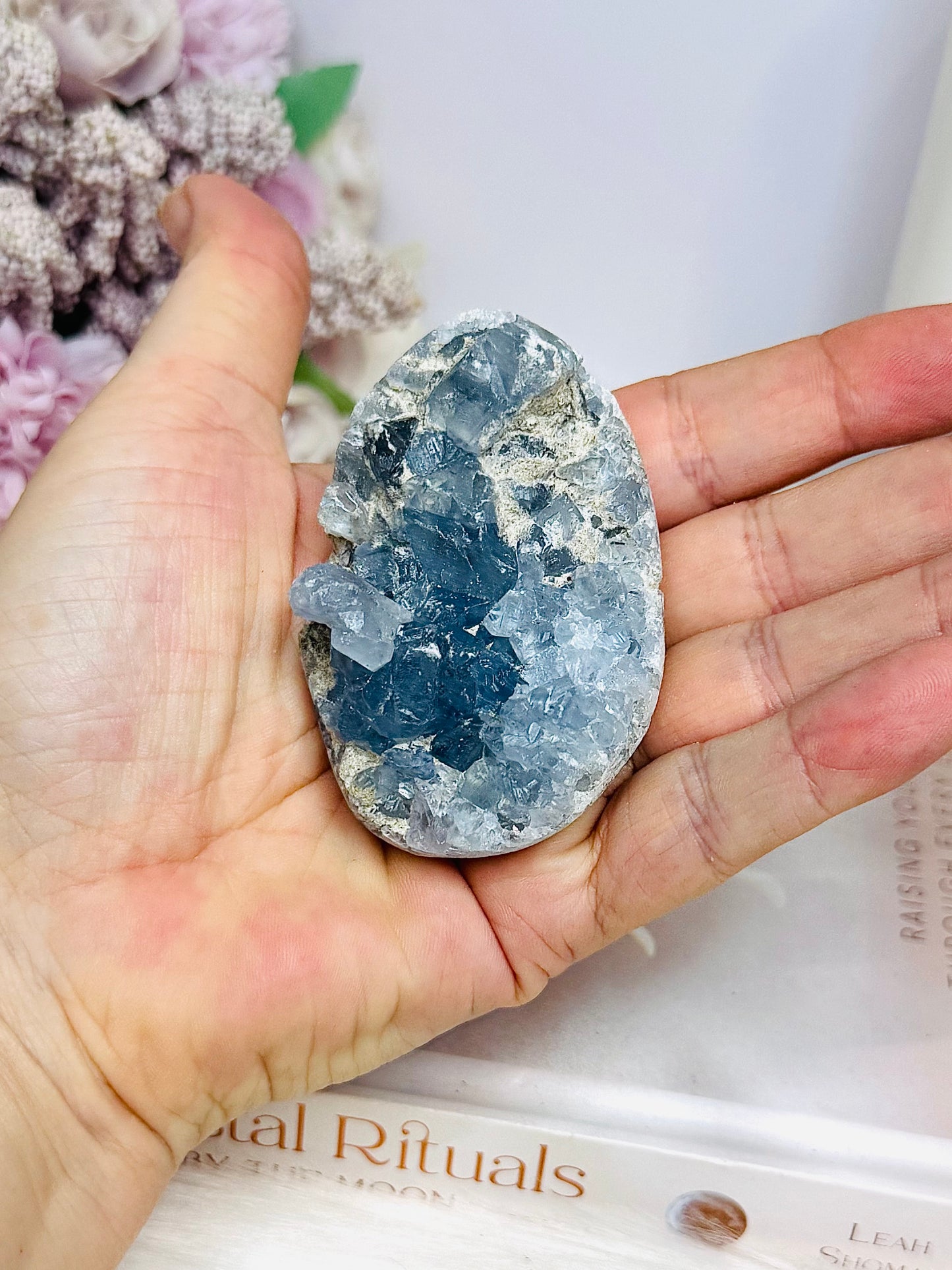 Blue Celestite Crystal Egg 7cm