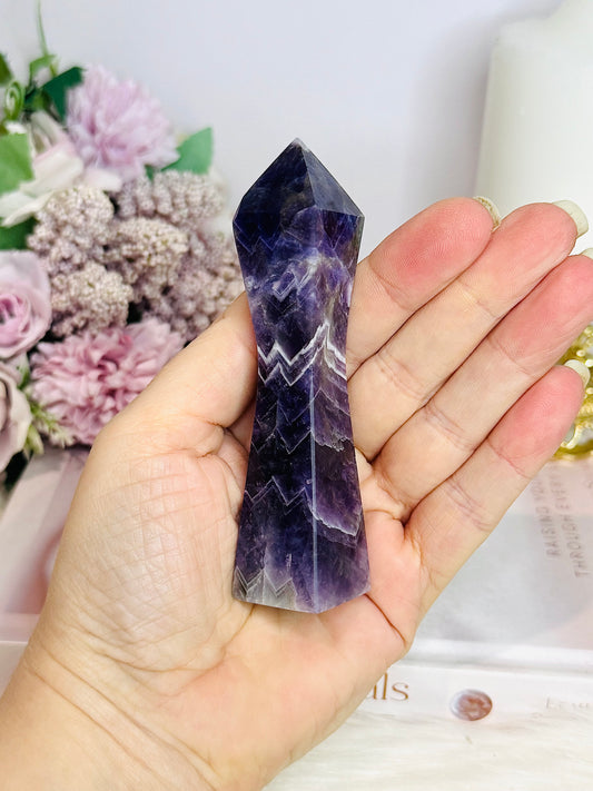 Uniquely Carved Chevron | Dream Amethyst Tower 11cm
