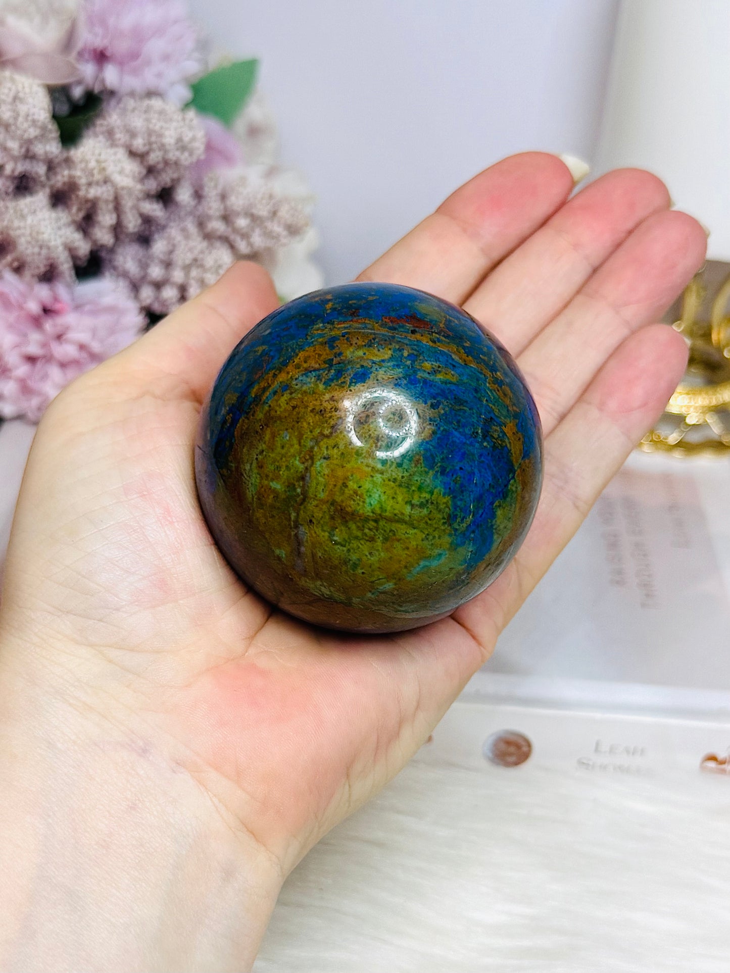 Azurite Sphere on Stand 302g