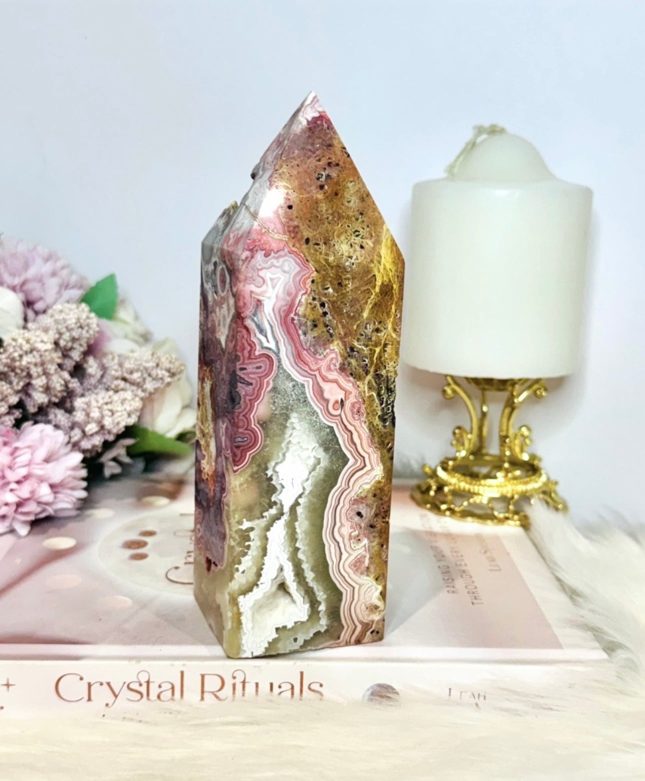 Large Mexican Lace Agate Chunky Tower 16cm