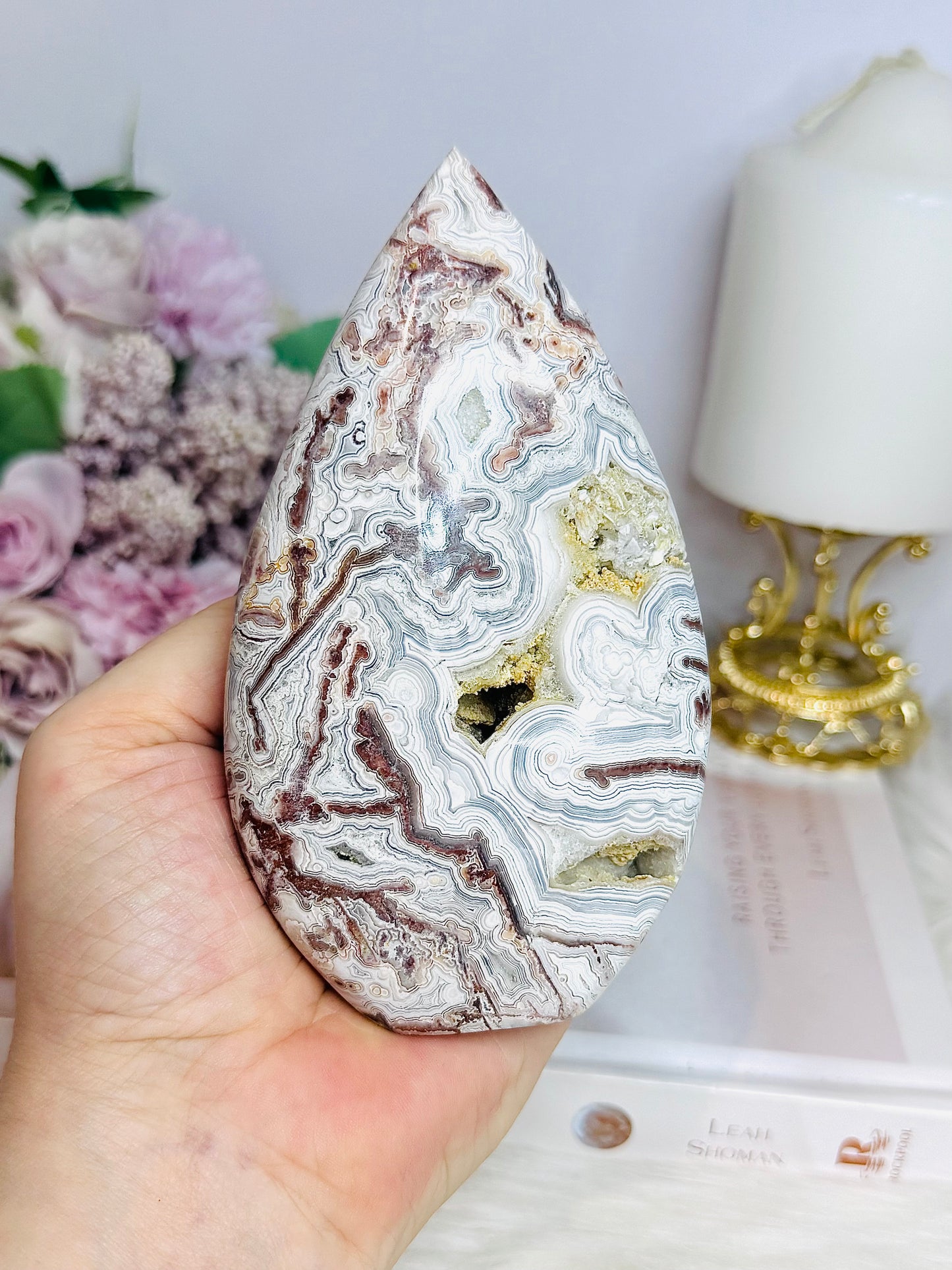 Large Mexican Agate Druzy Flame | Freeform 13cm 324g