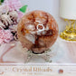 High Grade Large Fire Quartz | Hematoid Quartz Sphere with Rainbows on Stand 725g