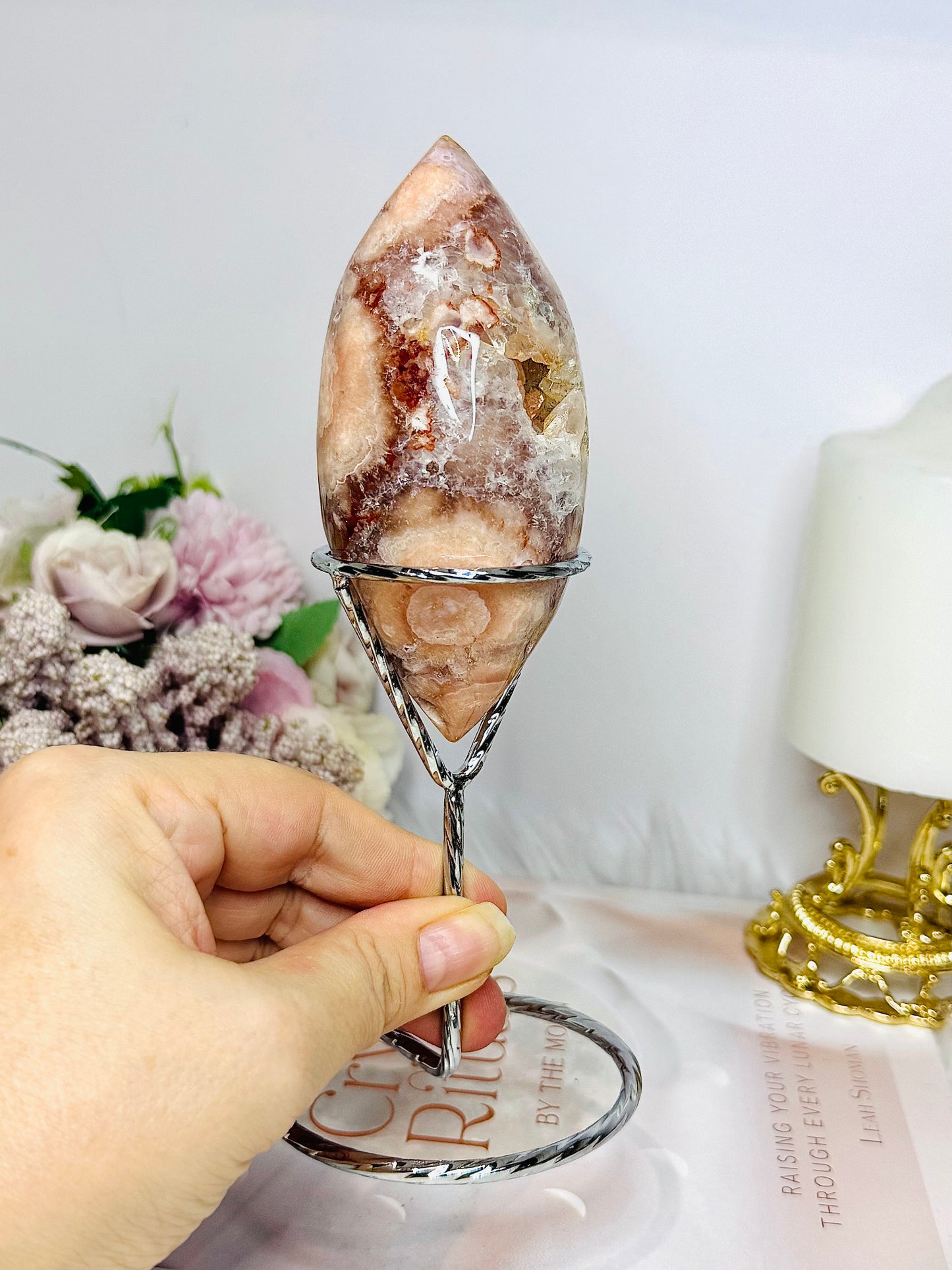 High Grade Druzy Pink Amethyst Egg | Freeform on Stand 17cm 290g