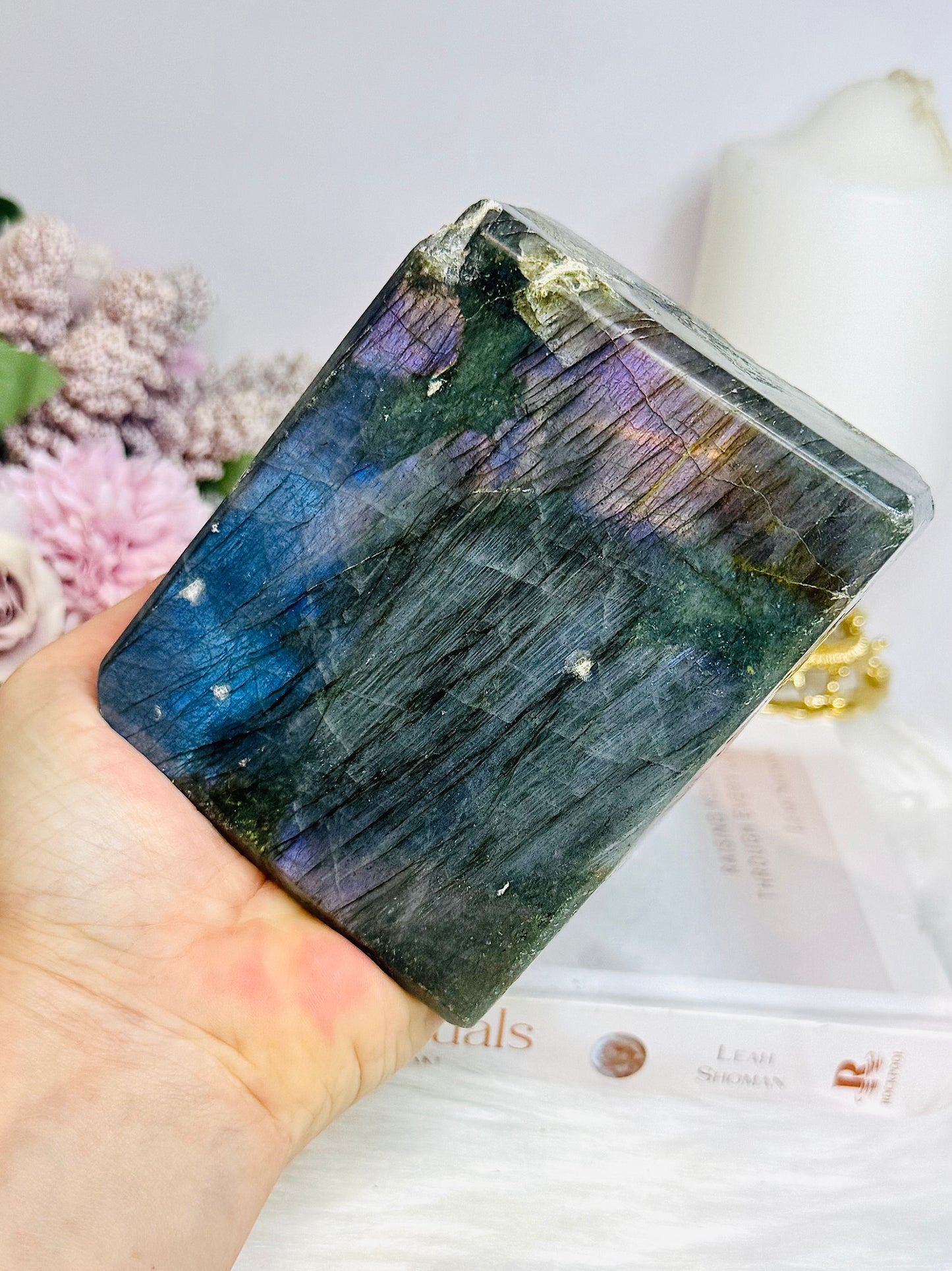 Large Labradorite Freeform with Pink & Purple Flash ~ Half price due to damage and a chipped edge 1.13KG