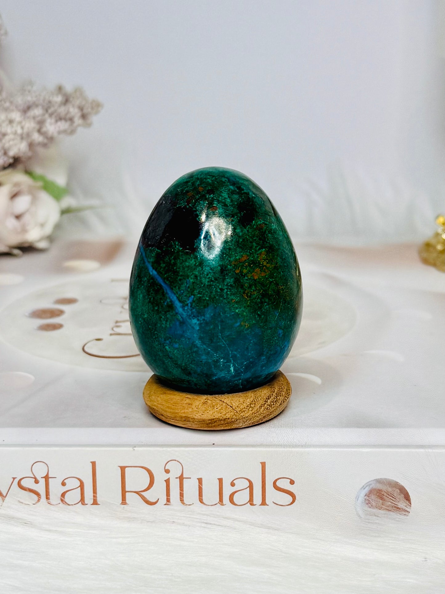 Chrysocolla Egg on Stand 5cm 100g