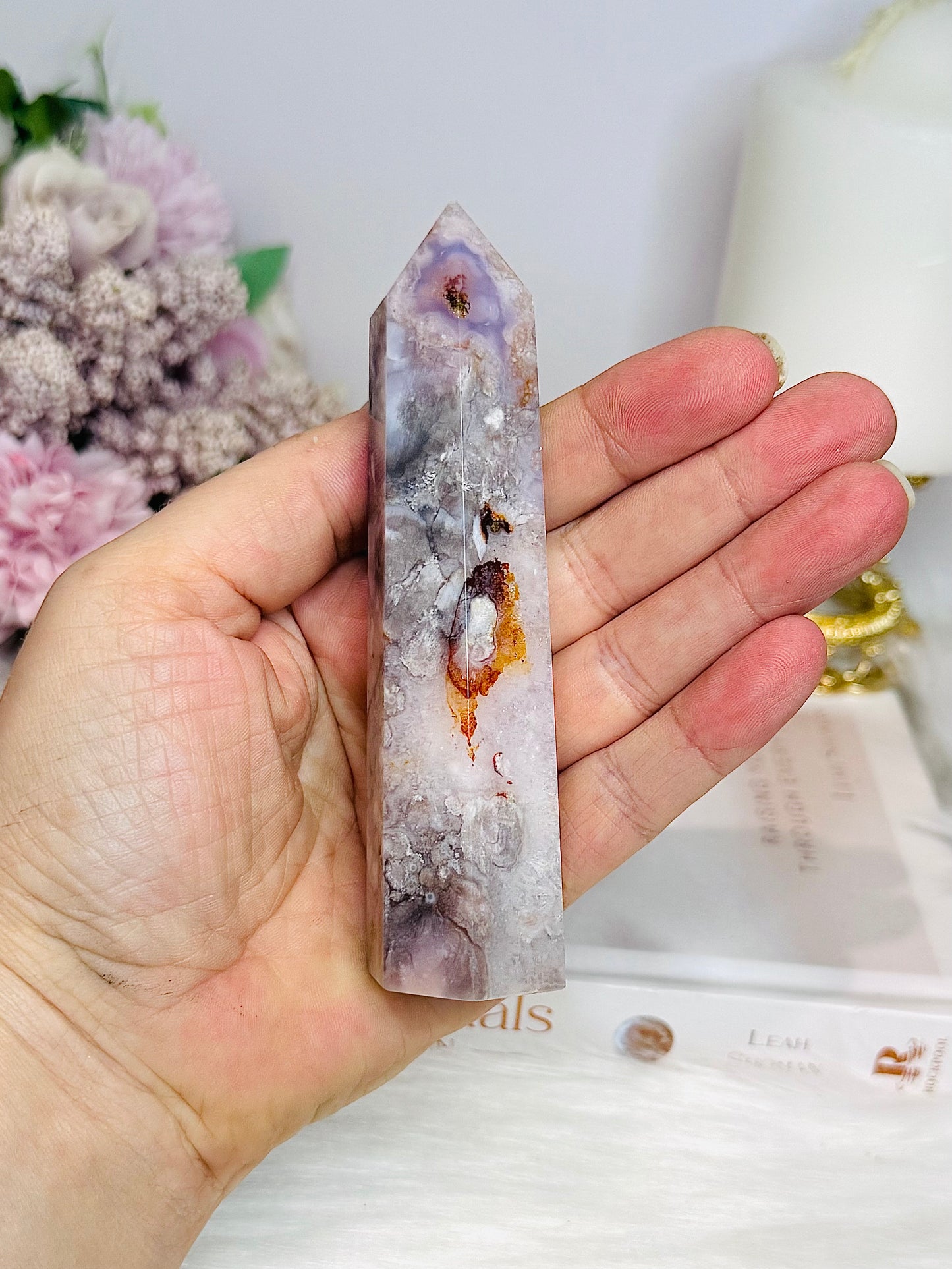 Flower Agate Druzy Tower 11.5cm