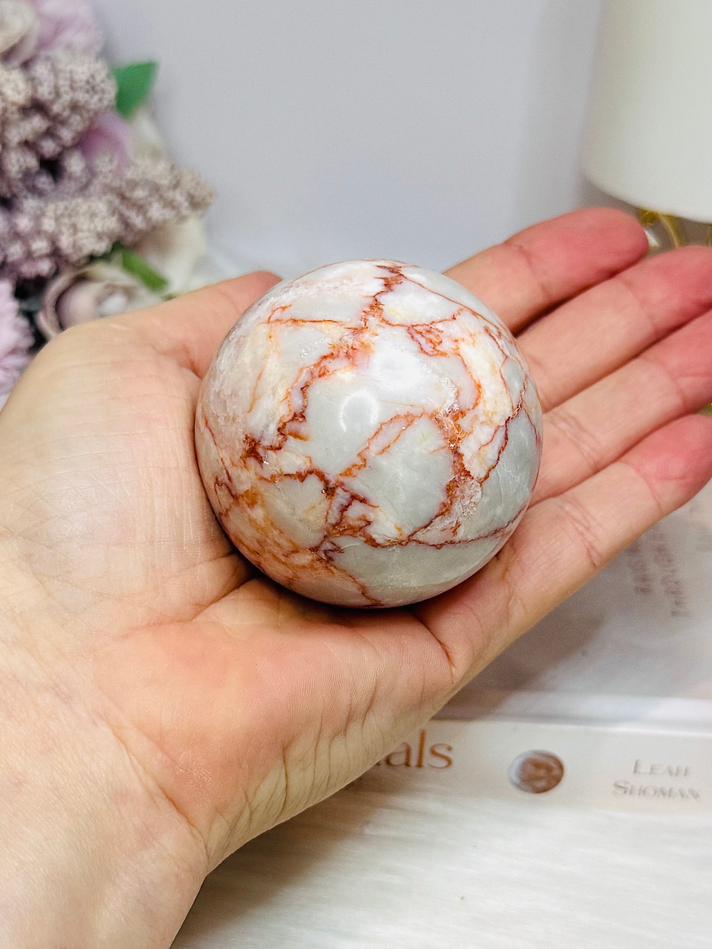 Red Vein Jasper Sphere on Stand 266g