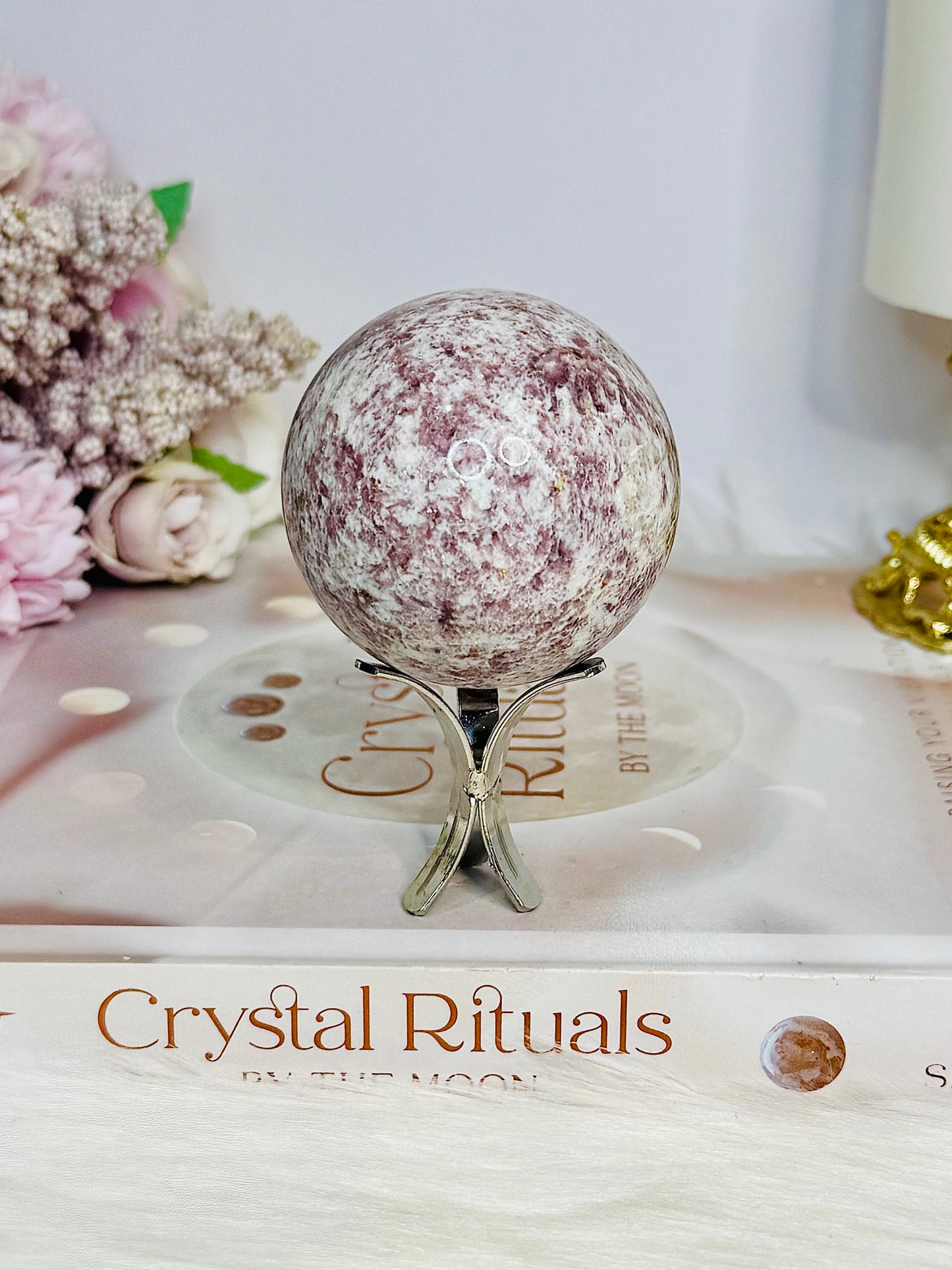 Pink Tourmaline Sphere on Stand 215g