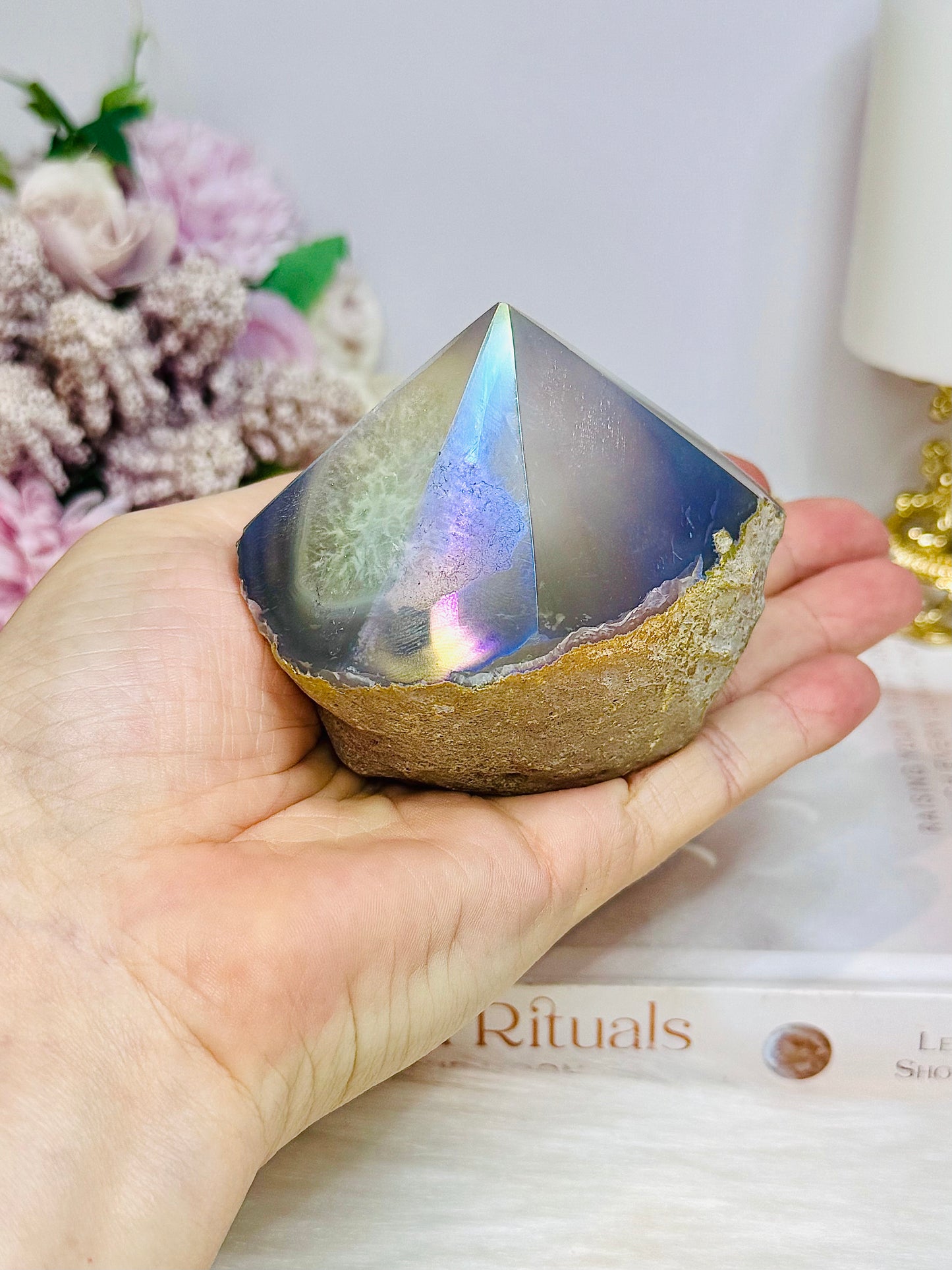 High Grade Angel Aura Agate Polished Top 301g