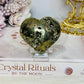Druzy Pyrite Carved Heart on Stand 123g