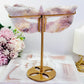 Classy & Fabulous ~ Exquisite Large 19cm (On Stand) Stunning Pink Flower Agate Perfectly Carved Mask On Gold Stand