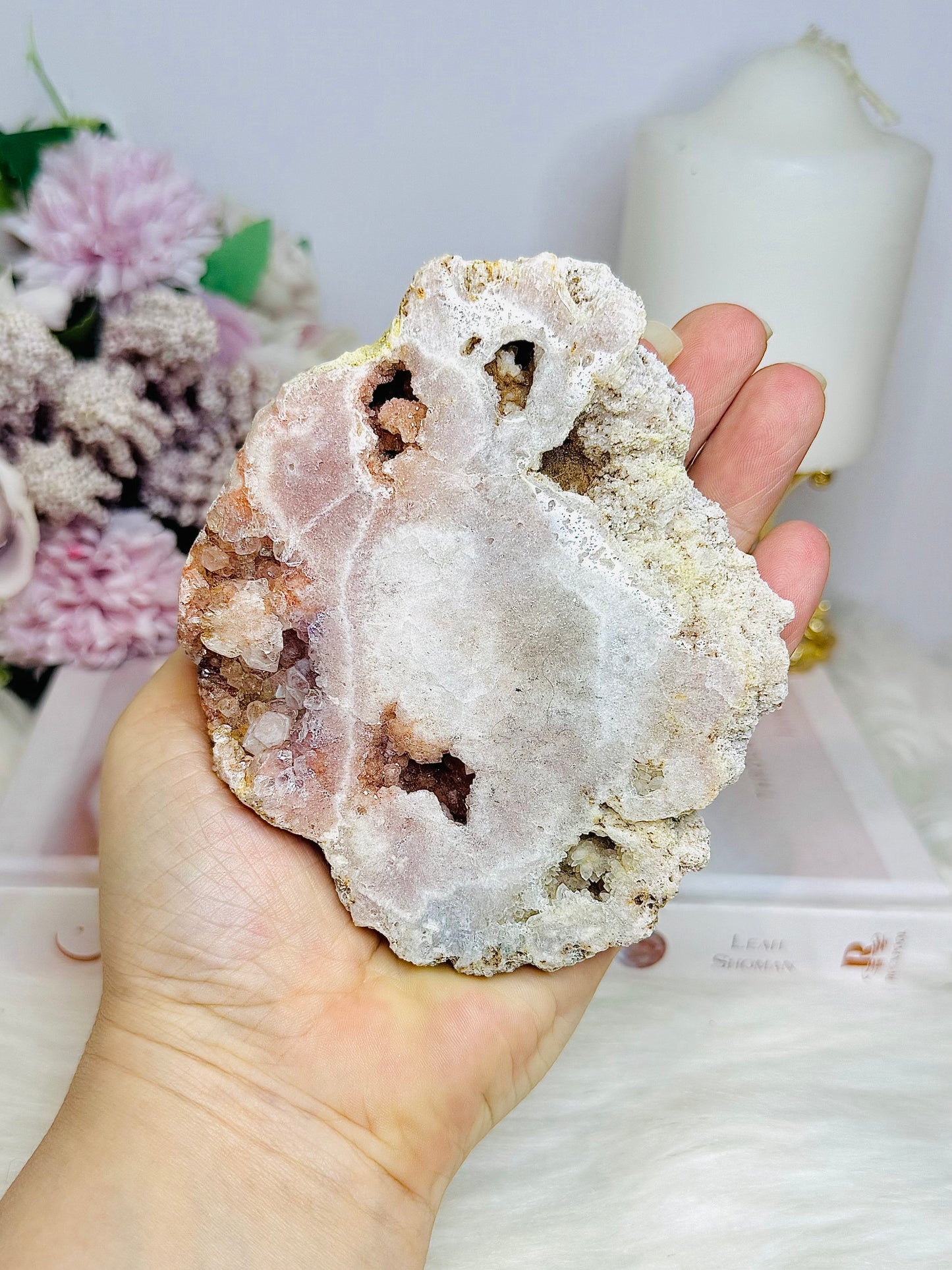 Pink Amethyst Natural Druzy Slab 11cm
