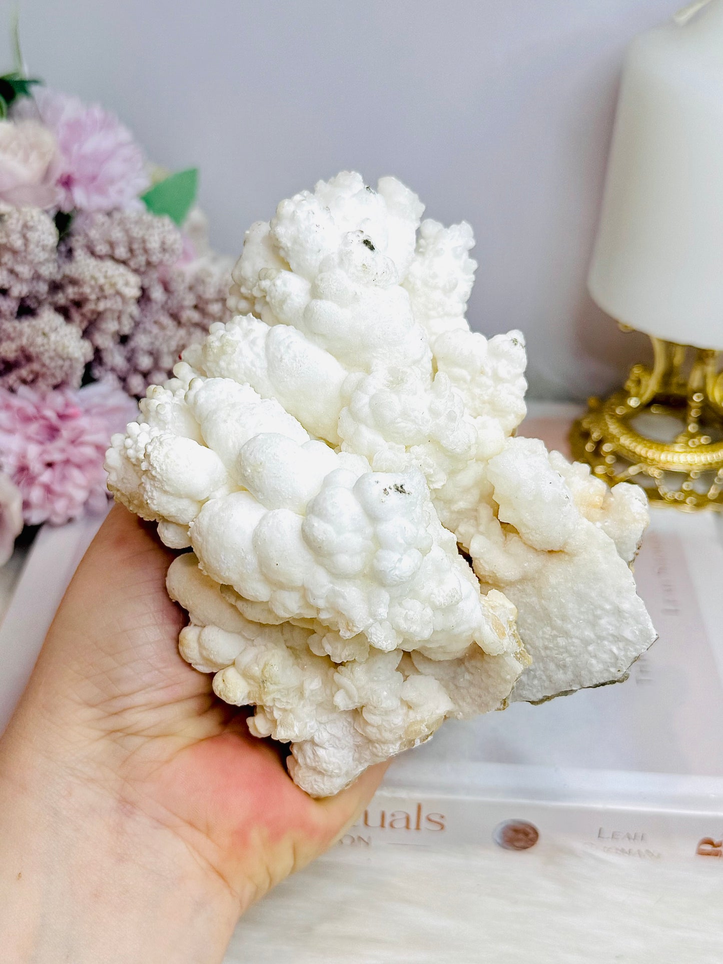 Natural Large White Aragonite | Cave Calcite Cluster Specimen 11cm 587g