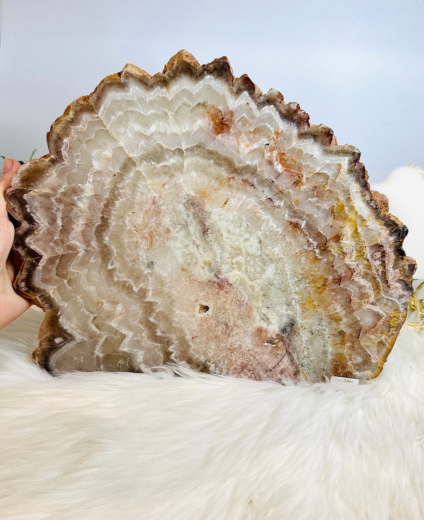 Huge Chevron Amethyst Slab | Slice On Stand 30cm 1.48KG On Stand