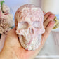 Incredible Large Perfectly Carved Pink Opal Patterned Skull 10cm 772grams