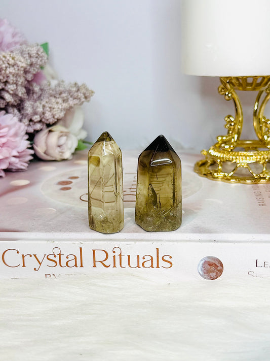 Set of 2 Citrine Towers 5cm