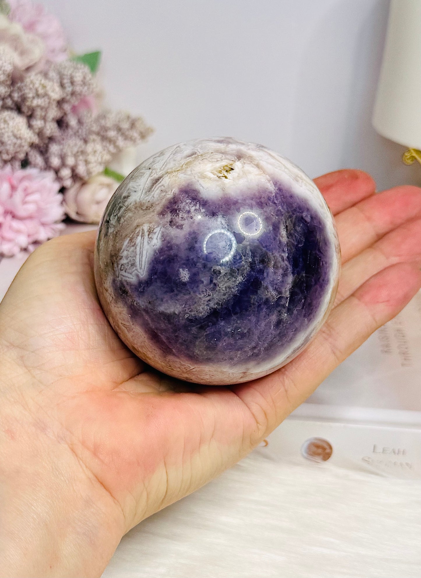 Large Chevron Amethyst Sphere on Stand 502g