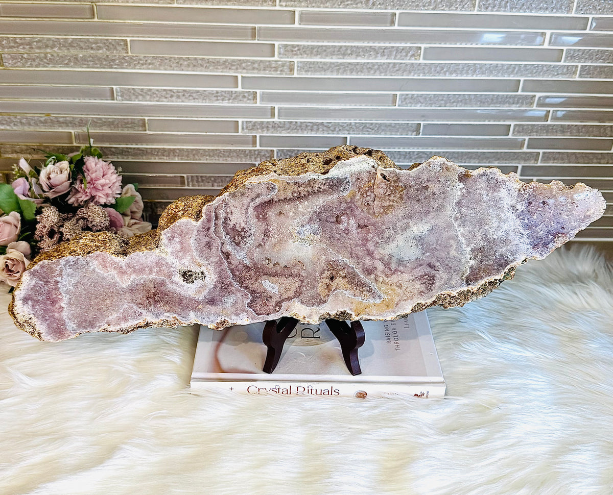 Statement Piece ~ Huge Chunky Pink Amethyst Slab on Stand 2.9KG 19cm