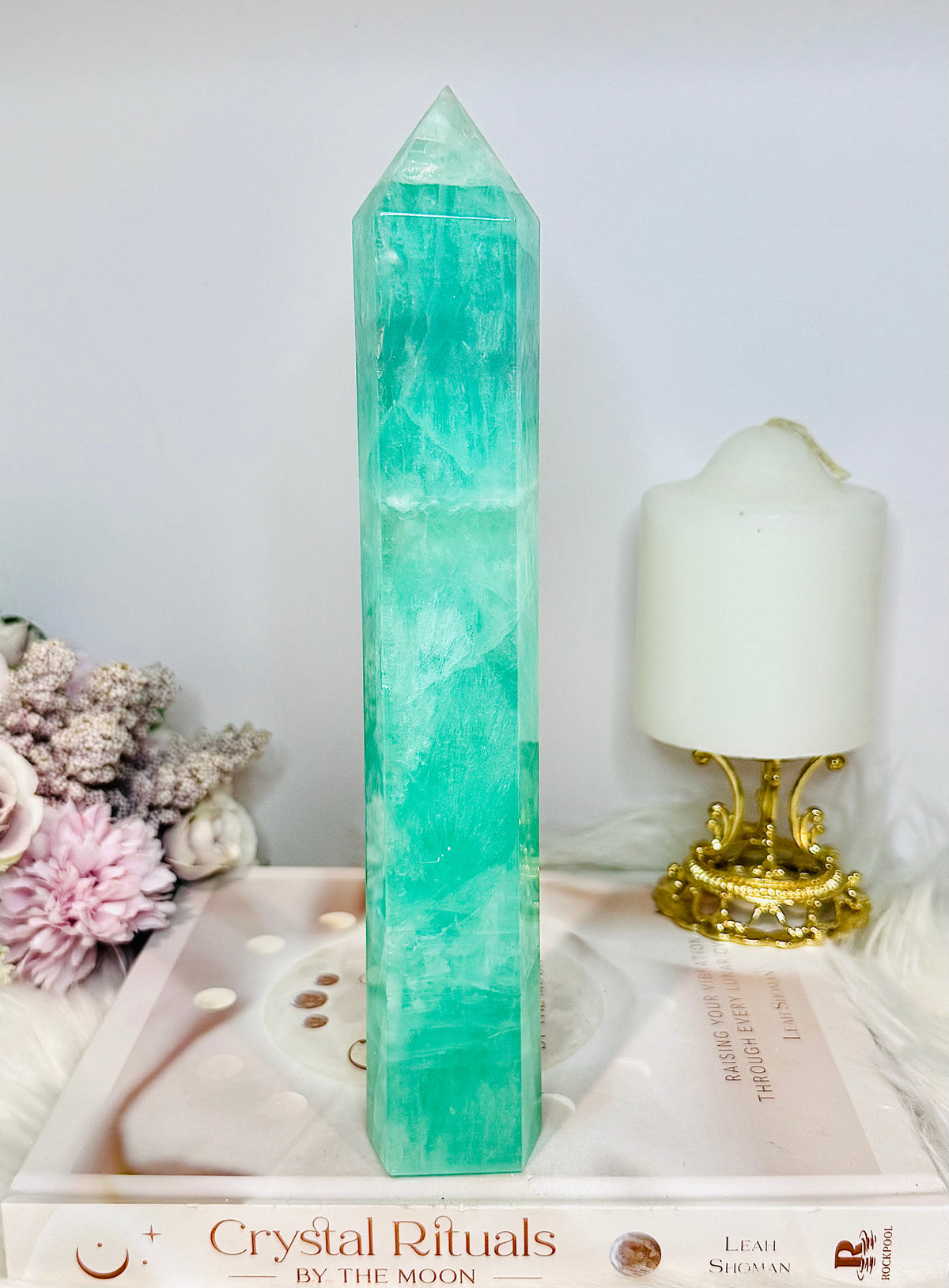 Huge High Grade Green Watermelon Fluorite Tower 24cm 885g