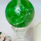 Huge Green Fluorite Sphere with Rainbows On Tall Glass Stand 1.4KG (stand can be changed)