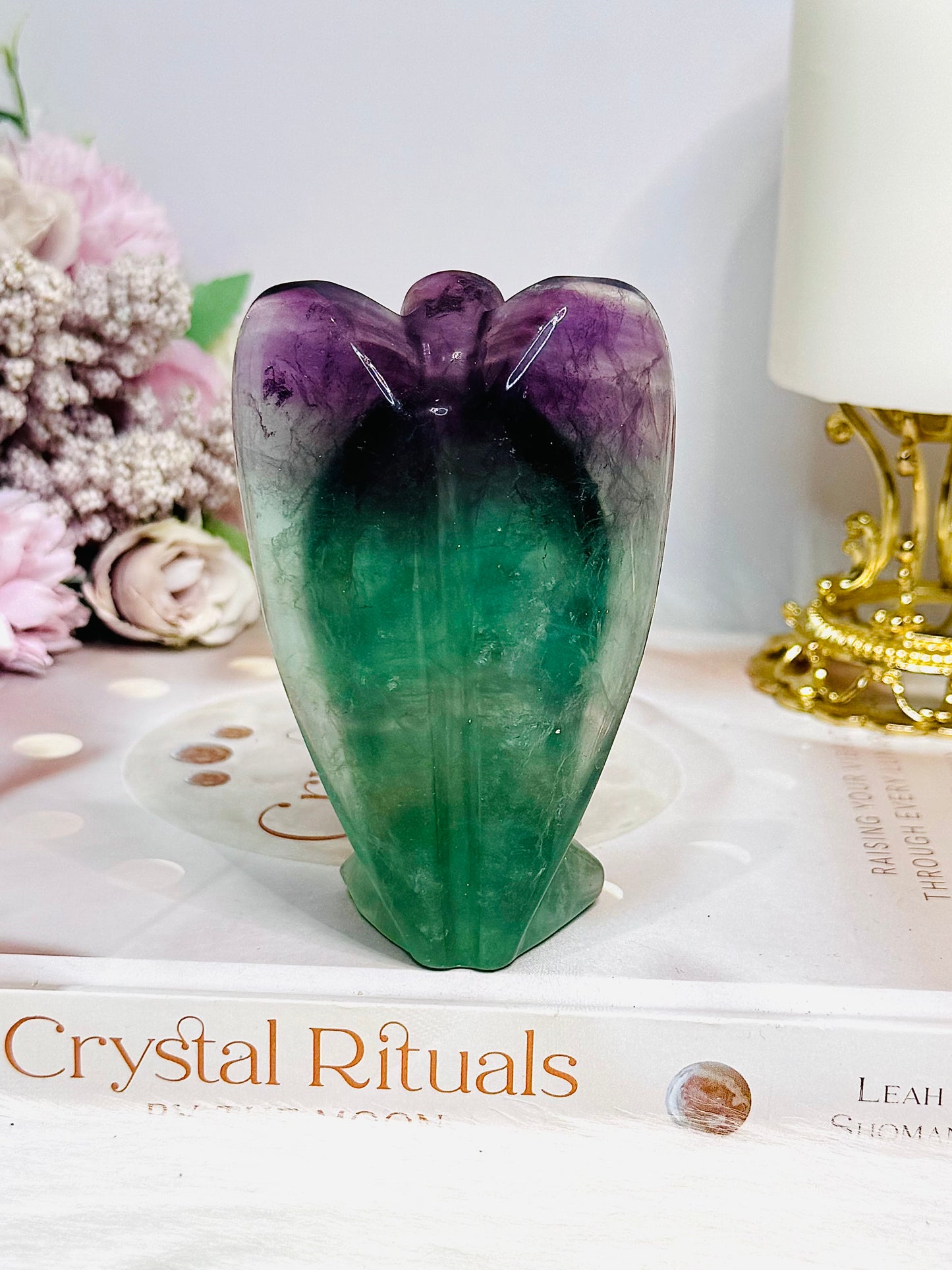 Large Rainbow Fluorite Angel Carving 9.5cm