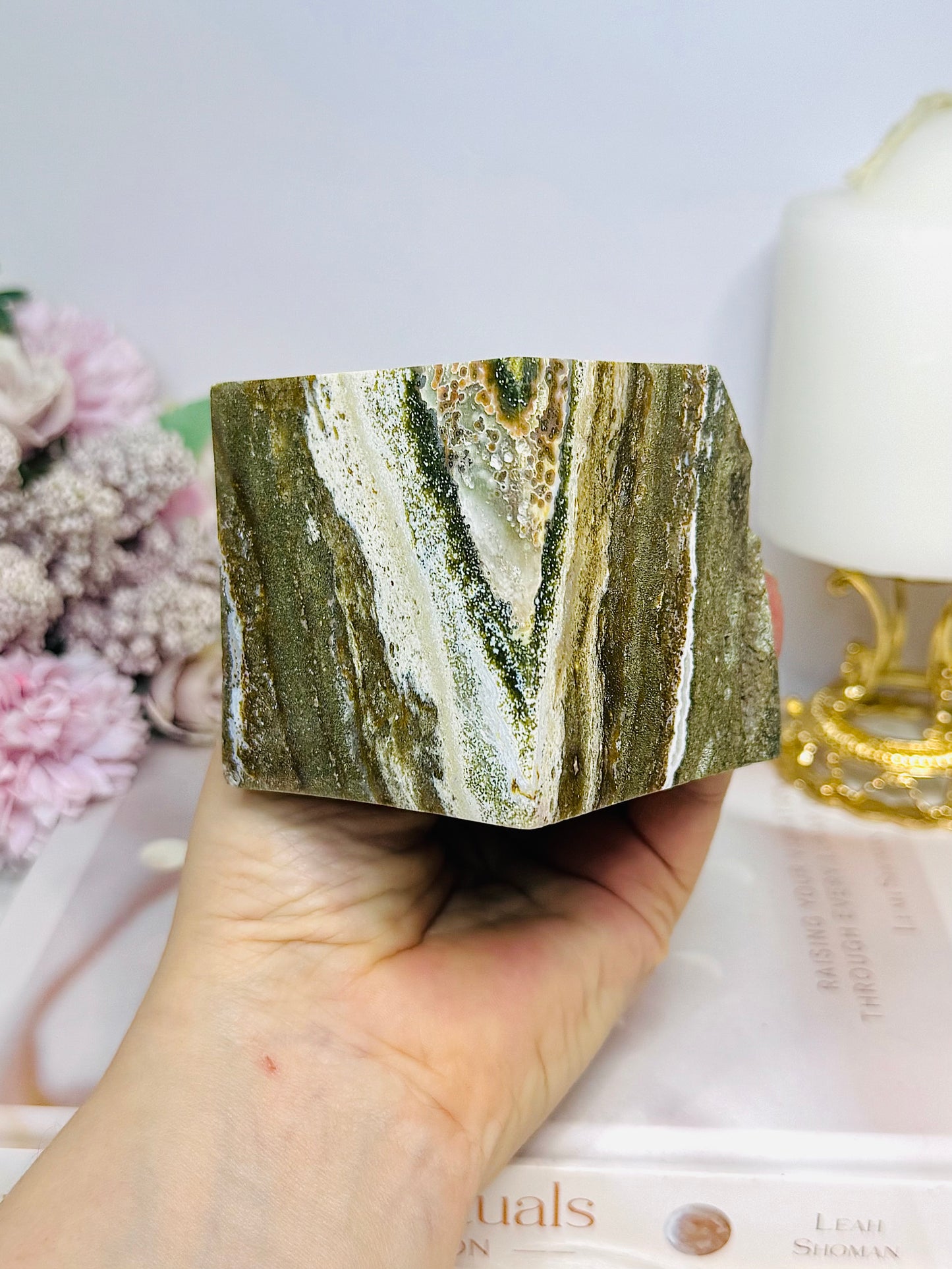 Large Ocean Jasper Druzy Cube 616g