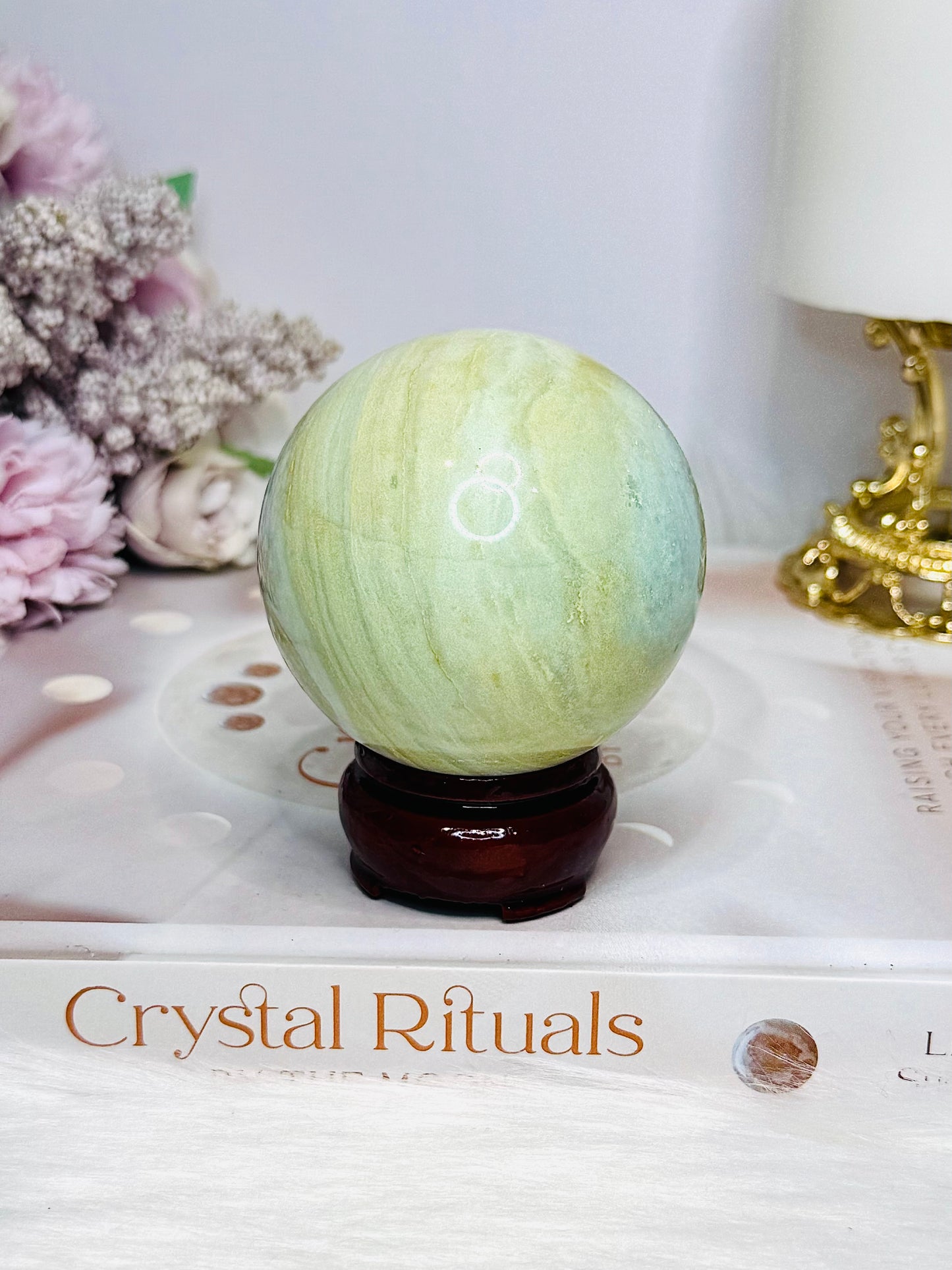 Blue Calcite Sphere On Stand 319g