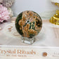 High Grade Green Sakura Flower Agate Sphere on Stand 231g