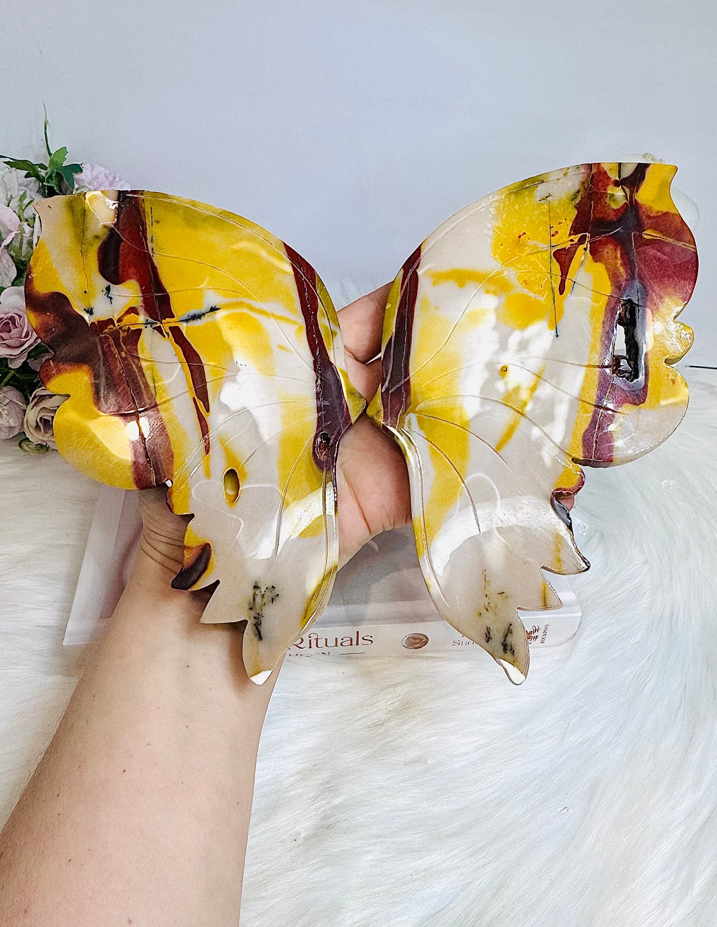 Huge Mookaite Jasper Druzy Wings on Stand 29.5cm