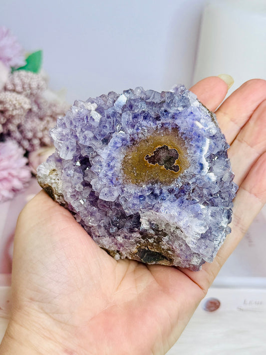 Large 328gram Natural Stalactite Eye Base Cut Amethyst Cluster From Uruguay