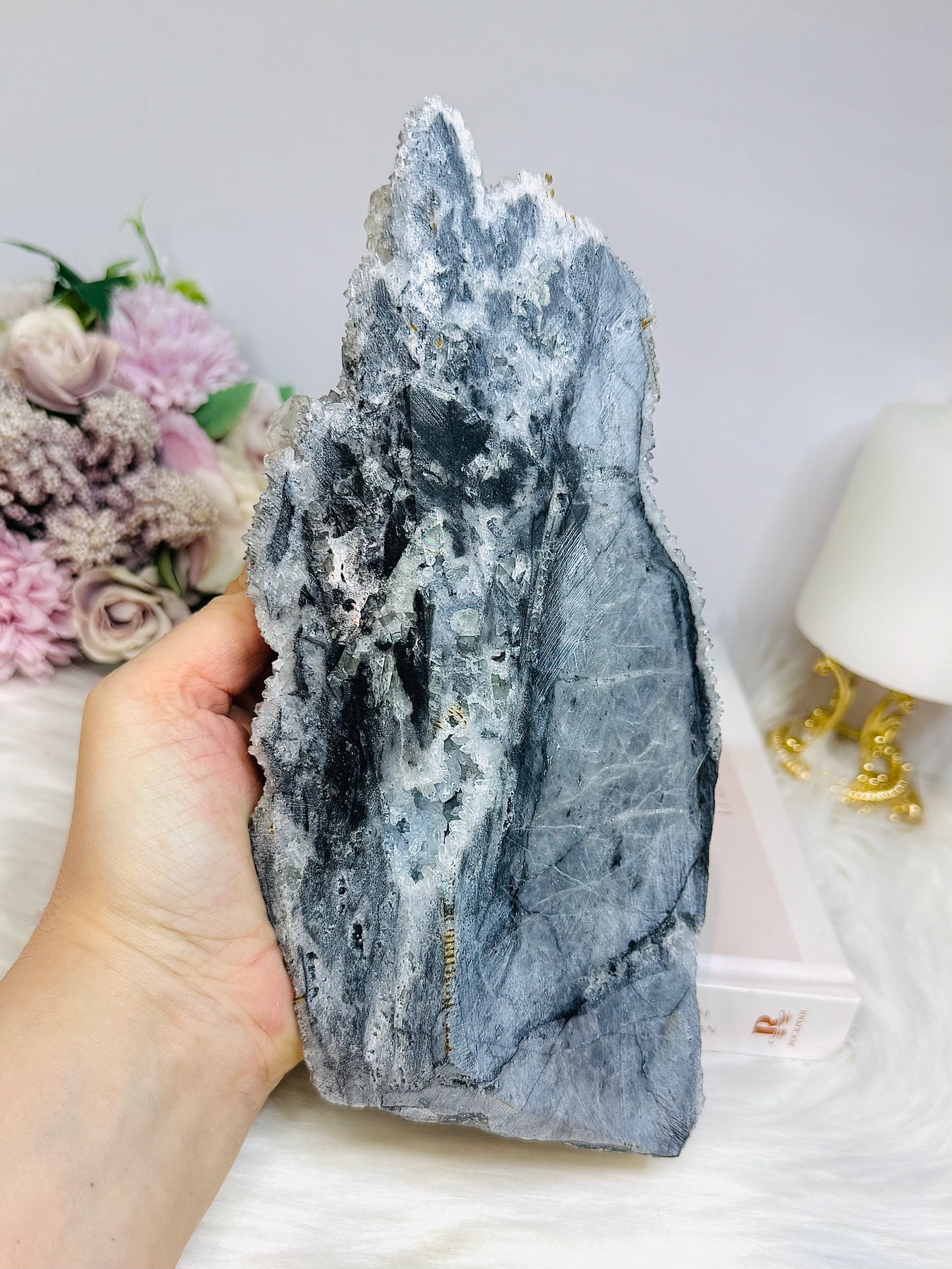 Huge Diamond Calcite Druzy Freeform (UV Reactive) 1.75KG 23cm