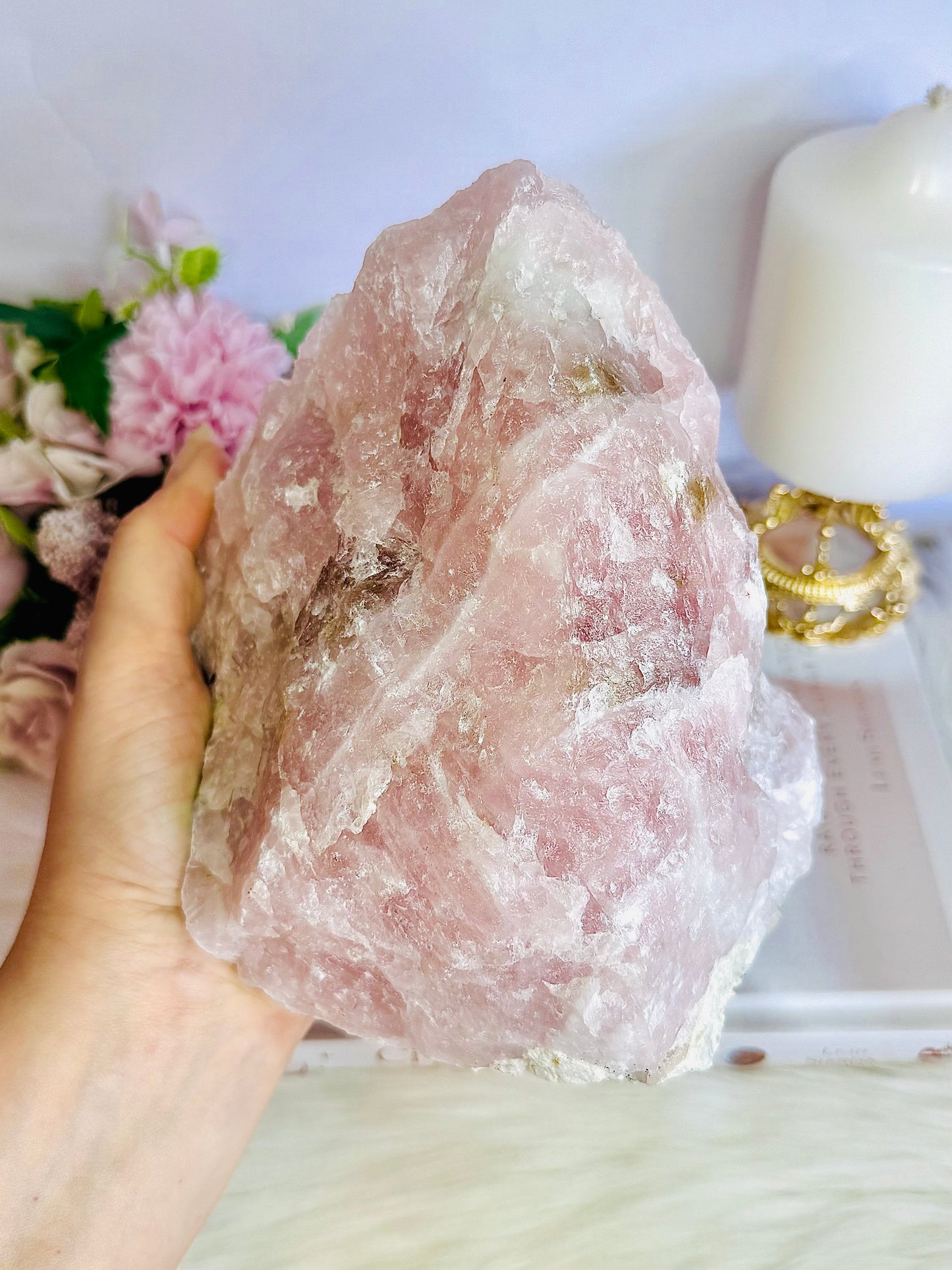 Huge Raw Natural Rose Quartz Specimen | Freeform 2.2KG 14cm