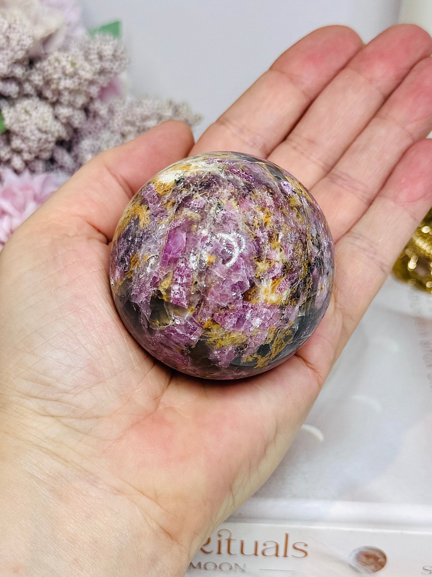 High Grade Pink Tourmaline Sphere on Stand 260g