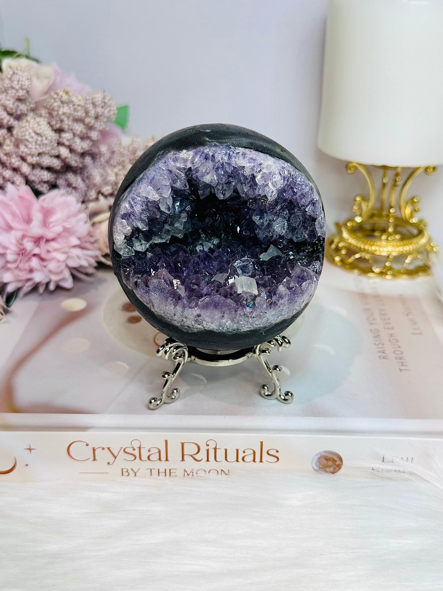 Large Druzy Amethyst Sphere on Stand 503g