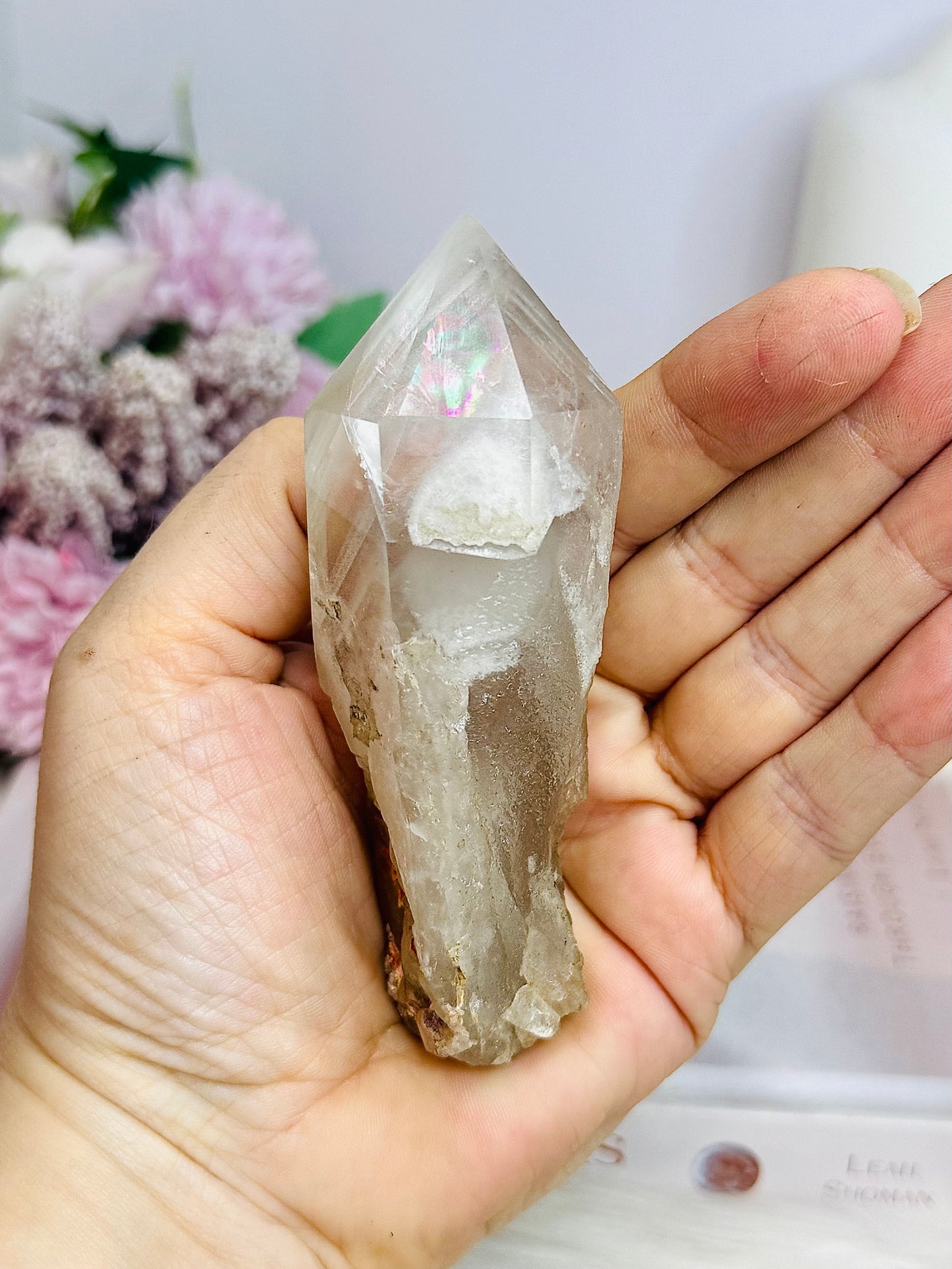 Natural Smokey Quartz Point with Rainbows