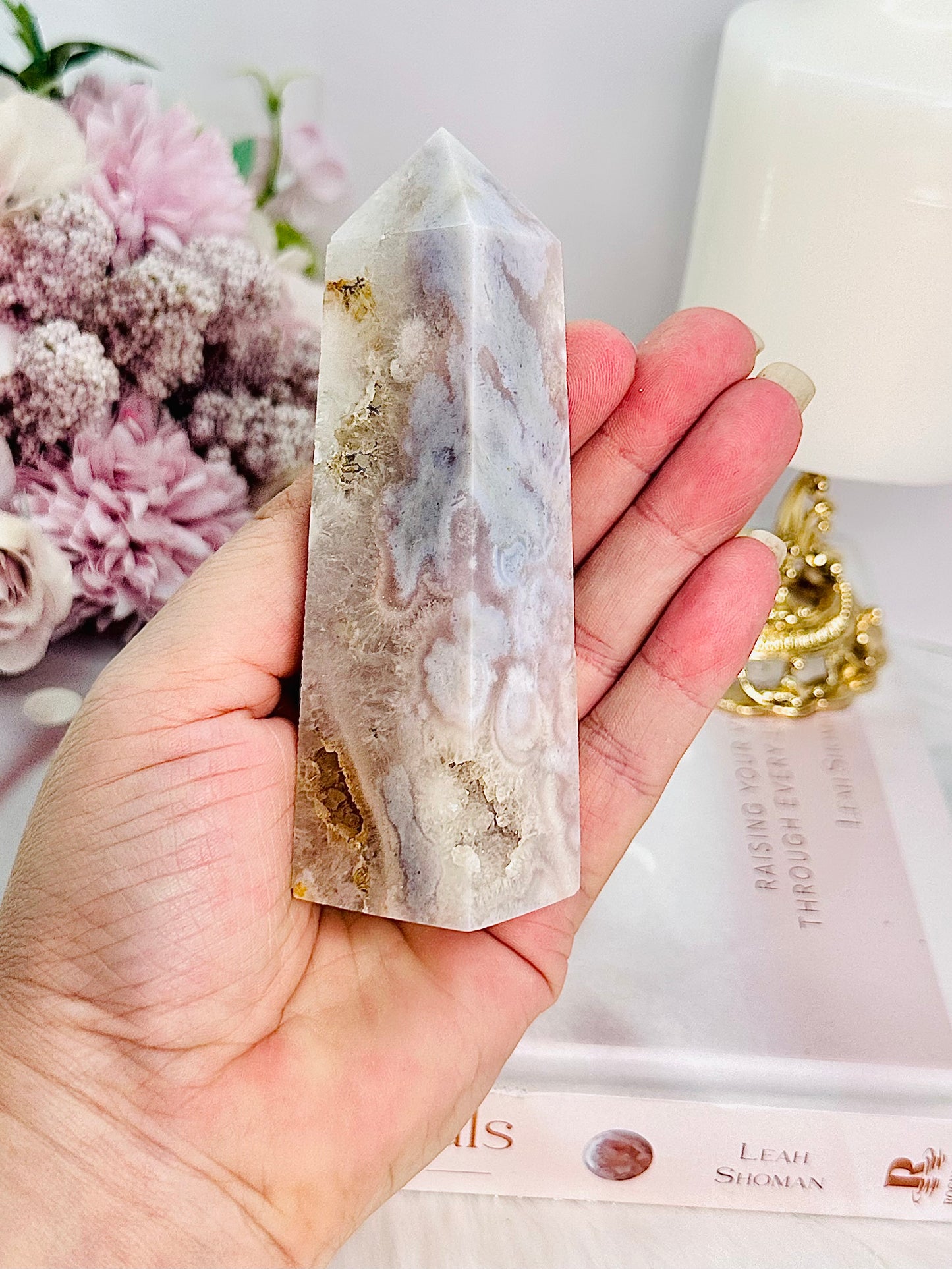 Absolutely Gorgeous Chunky 11.5cm Druzy Flower Agate Tower