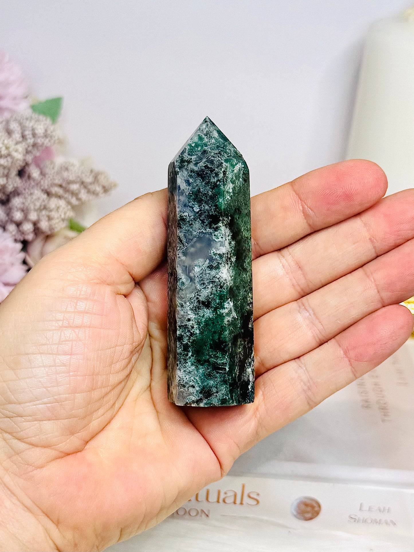 Moss Agate Tower 8.5cm
