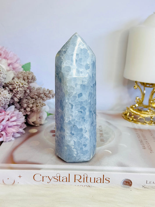 Gorgeous Natural High Grade Blue Calcite Chunky Tower 13cm