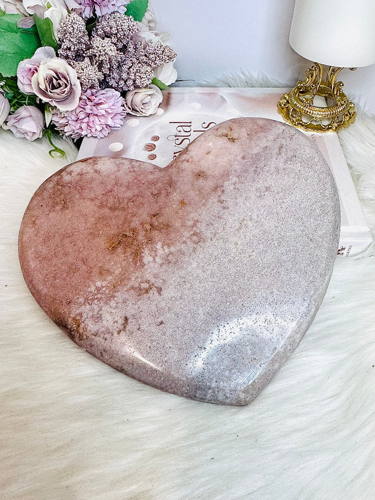 Huge Pink Amethyst Chunky Carved Heart 20cm 1.8KG