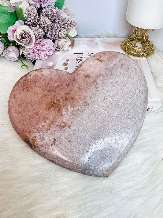 Huge Pink Amethyst Chunky Carved Heart 20cm 1.8KG