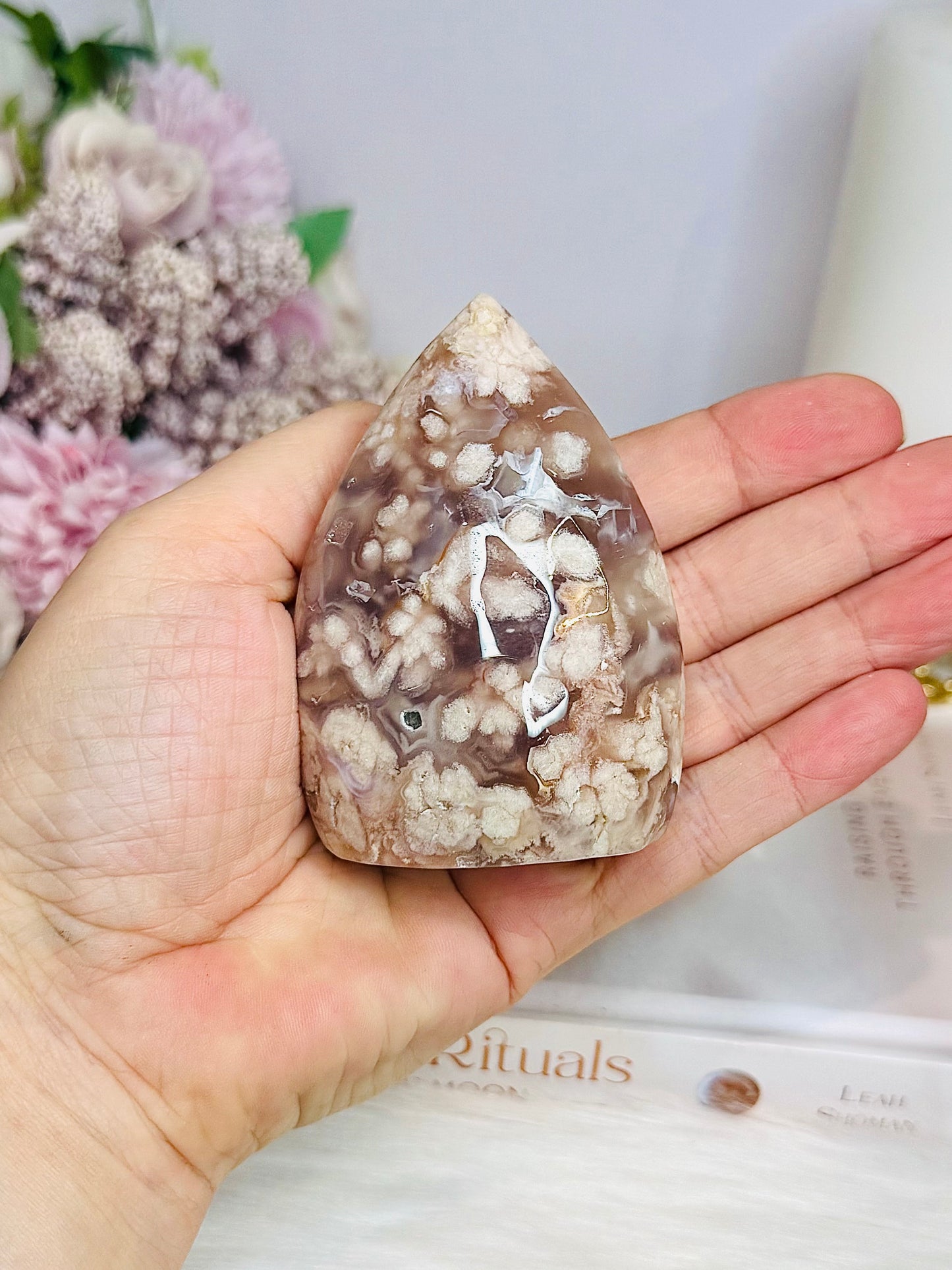 Flower Agate Carved Flame | Freeform 8cm