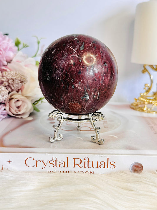 Large 549gram Red Onyx Sphere on Stand