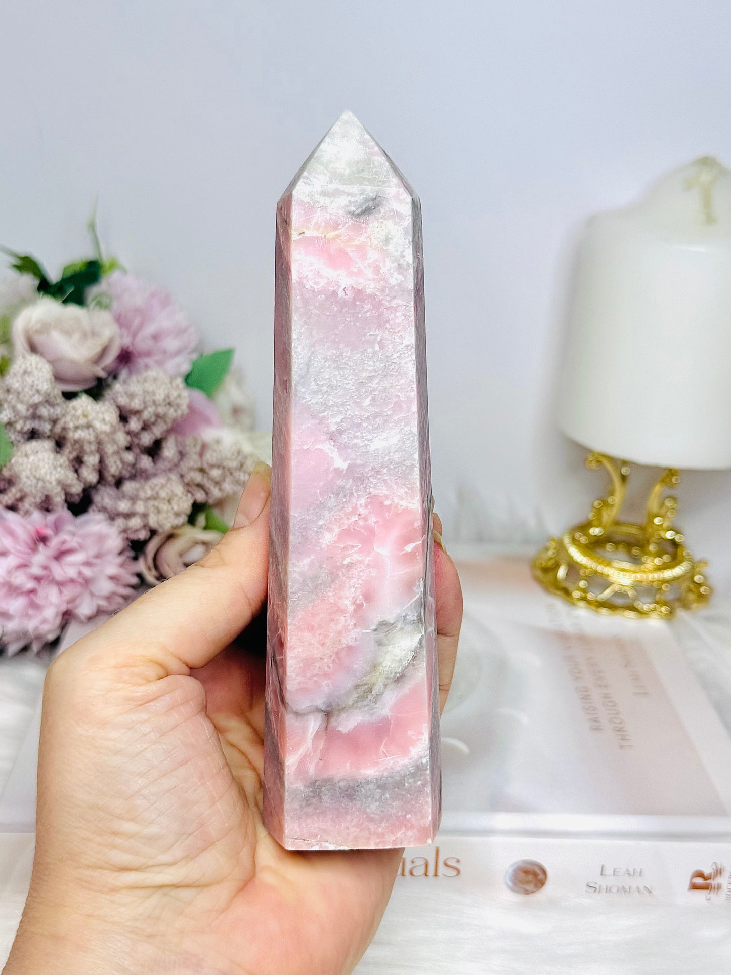 Natural Pink Opal Tower 15.5cm