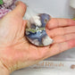 Chunky Flower Agate Carved Moon